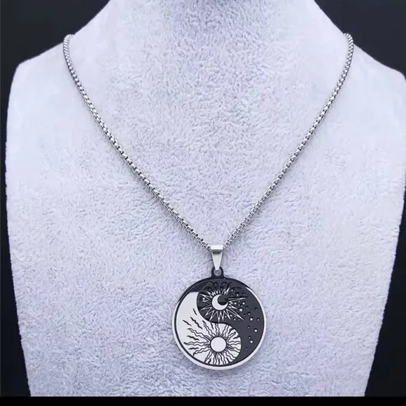 Yin Yang Necklace Pendant Stainless Steel #1457 - Picture 9 of 9